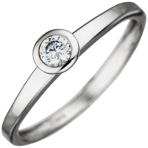 Damen Ring 333 Gold Wei�gold 1 Zirkonia Wei�goldring (Gr��e: 58)