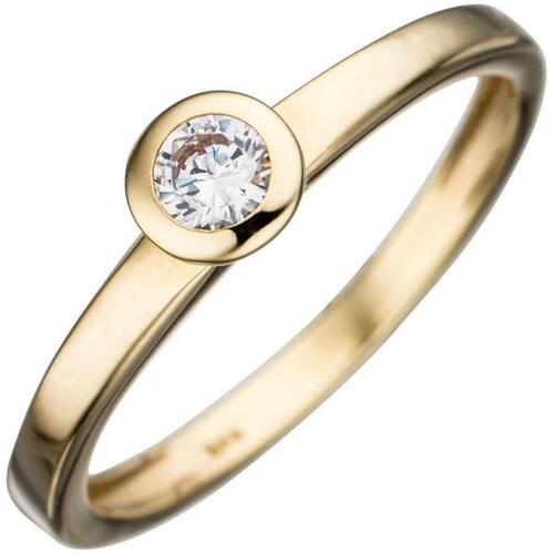 Damen Ring, 333 Gelbgold 1 Zirkonia Goldring (Gr��e: 54)