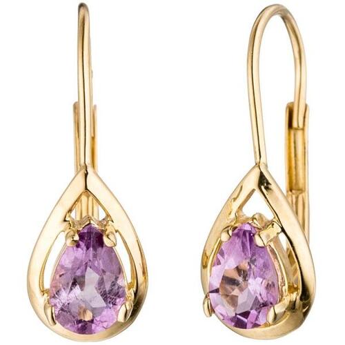 Boutons 333 Gold Gelbgold 2 Amethyste Ohrringe Ohrh�nger