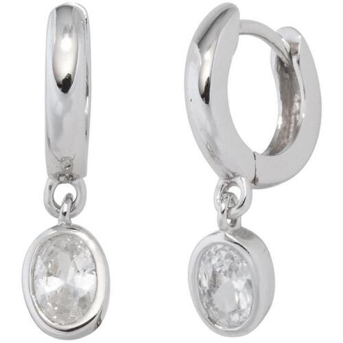 Creolen 925 Sterling Silber 2 wei�e Zirkonia Ohrringe Ohrh�nger