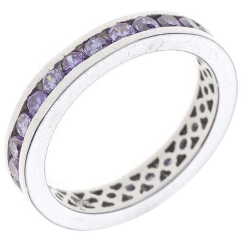 Damen Ring 925 Sterling Silber rhodiniert mit Zirkonia. lila violett (Gr��e: 62)