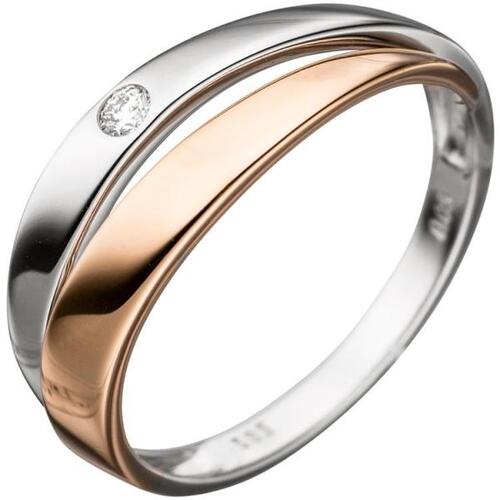 Damen Ring 585 Gold Wei�gold Rotgold Diamant Brillant (Gr��e: 50)