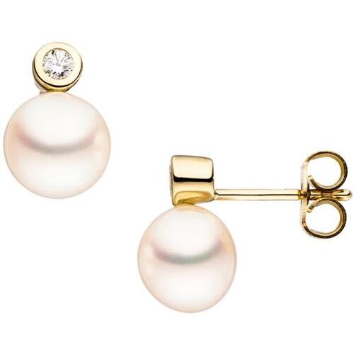 Ohrstecker 333 Gold Gelbgold 2 S��wasser Perlen 2 Zirkonia Ohrringe
