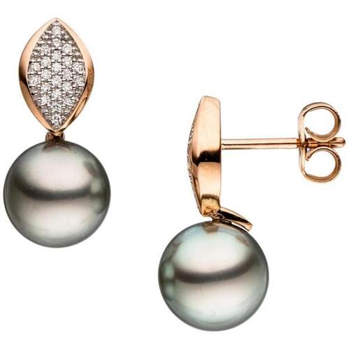Ohrh�nger 585 Gold Rotgold 44 Diamanten Brillanten 2 Tahiti Perlen