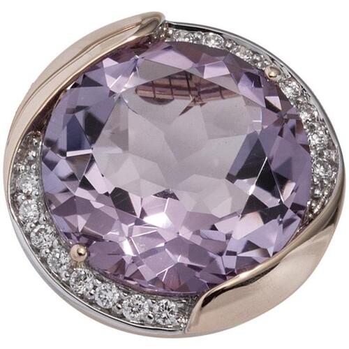 Anh�nger rund 585 Rotgold 16 Diamanten Brillanten 1 Amethyst lila