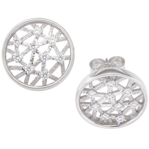 Ohrstecker rund 333 Gold Wei�gold 18 Zirkonia Ohrringe Wei�goldohrstecker