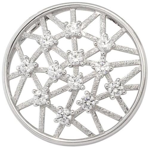 Anh�nger rund 333 Gold Wei�gold mattiert 12 Zirkonia Gold-Anh�nger