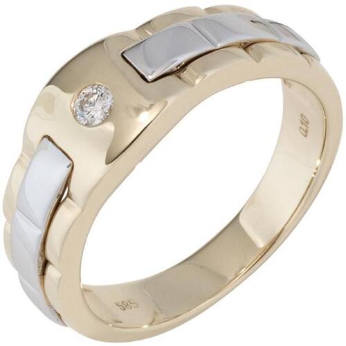 Herren Ring 585 Gold Gelbgold Wei�gold Diamant Brillant (Gr��e: 66)