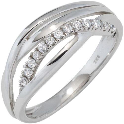 Damen Ring, 333 Gold Wei�gold mit Zirkonia, Wei�goldring (Gr��e: 52)