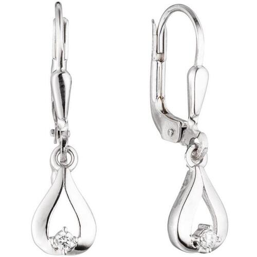 Ohrh�nger Tropfen 333 Gold Wei�gold 2 Zirkonia Boutons Wei�goldohrringe
