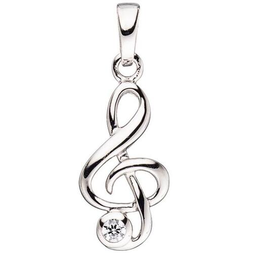 Kinder Anh�nger Notenschl�ssel Musik 925 Silber 1 Zirkonia
