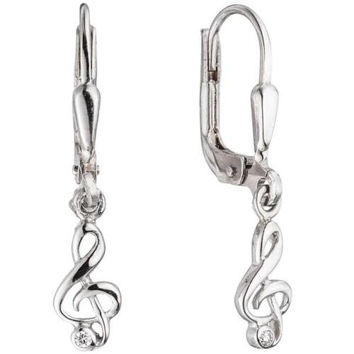 Boutons Notenschl�ssel Musik 925 Sterling Silber 2 Zirkonia Ohrringe