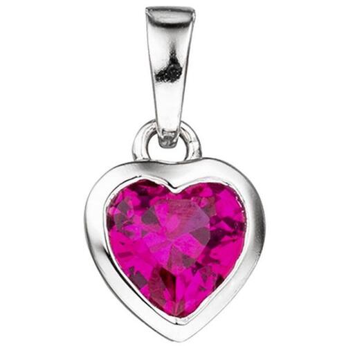 Kinder Anh�nger Herz 925 Silber 1 Zirkonia pink Herzanh�nger