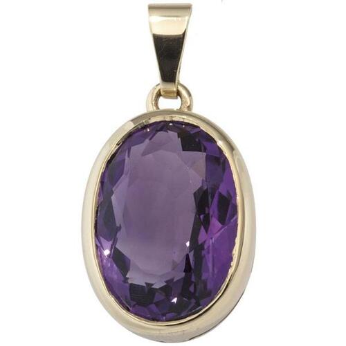 Anh�nger oval 585 Gold Gelbgold 1 Amethyst violett lila Goldanh�nger