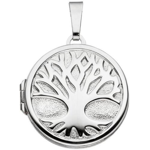 Medaillon rund Baum 925 Sterling Silber rhodiniert zum �ffnen f�r 2 Fotos