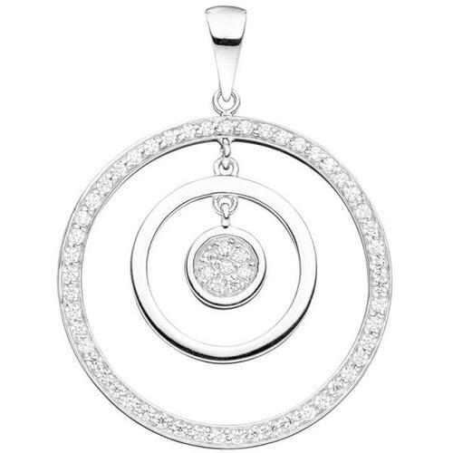 Anh�nger rund 925 Sterling Silber rhodiniert mit Zirkonia
