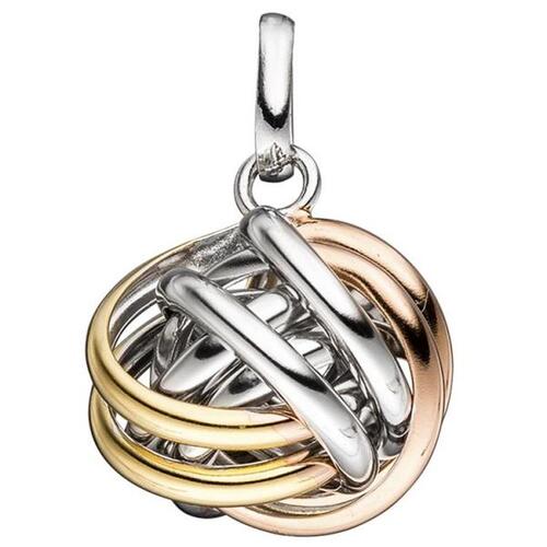 Anh�nger Knoten verschlungen 925 Silber vergoldet tricolor dreifarbig