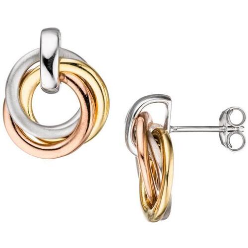Ohrstecker verschlungen 925 Silber tricolor dreifarbig vergoldet Ohrringe |  Ohrschmuck direkt bestellen | Ohrhänger