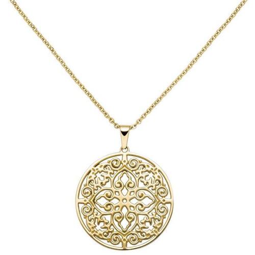 Collier Kette mit Anh�nger rund Edelstahl gold farben beschichtet 46 cm