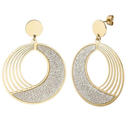 Ohrh�nger rund aus Edelstahl gold farben beschichtet mit Glitzer-Effekt Ohrringe