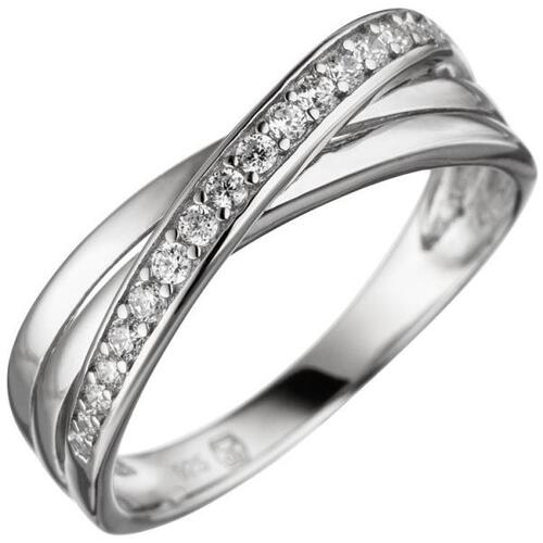 Damen Ring aus 925 Sterling Silber mit Zirkonia, 5,9 mm breit (Gr��e: 52)