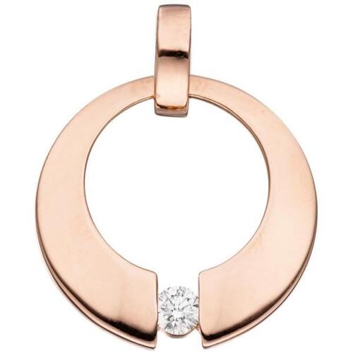 Anh�nger rund 585 Gold Rotgold 1 Diamant Brillant 0,08ct.