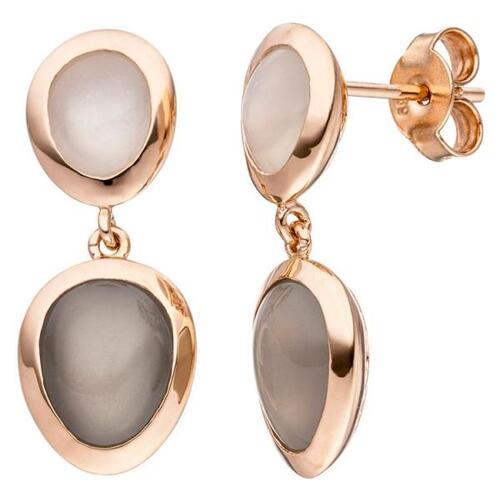 Ohrh�nger 585 Gold Rotgold 4 Mondsteine Ohrringe Ohrstecker Mondstein