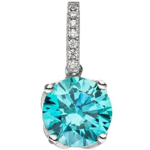 Anh�nger 925 Sterling Silber 1 Zirkonia t�kis hellblau blau