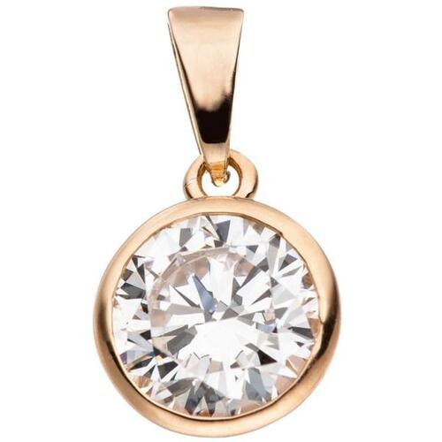Anh�nger rund 925 Sterling Silber Rotgold vergoldet 1 Zirkonia