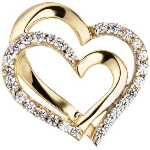 Anh�nger Herzen 333 Gold Gelbgold mit Zirkonia Goldanh�nger
