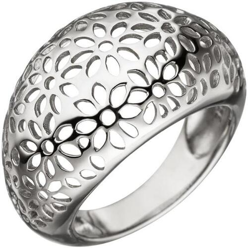 Damen Ring breit mit Blumen Muster aus 925 Sterling Silber (Gr��e: 58)