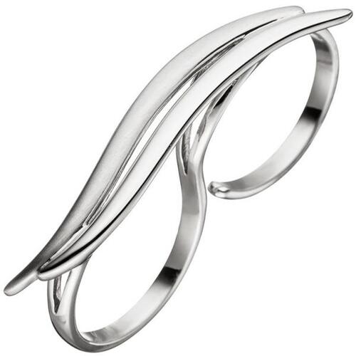 Damen Ring Zweifingerring 925 Sterling Silber matt mattiert 2 Finger (Gr��e: 60)