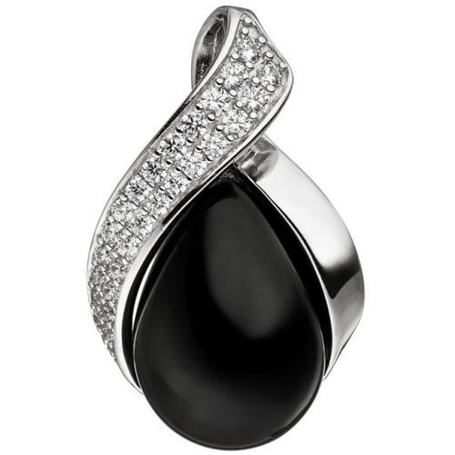 Anh�nger 925 Sterling Silber mit Zirkonia 1 Onyx schwarz