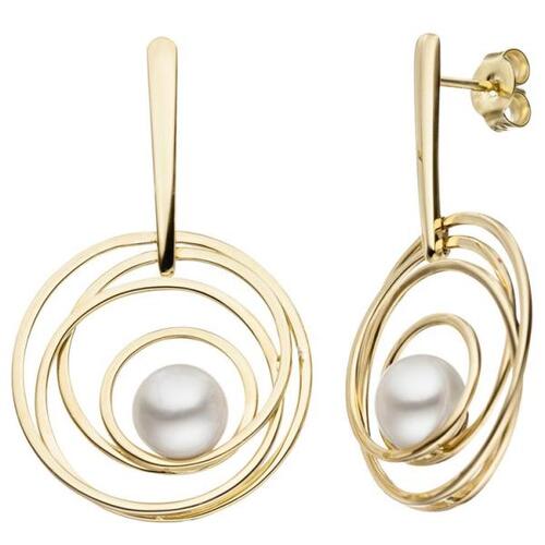 Ohrh�nger 585 Gelbgold 2 S��wasser Perlen Ohrringe Perlenohrringe