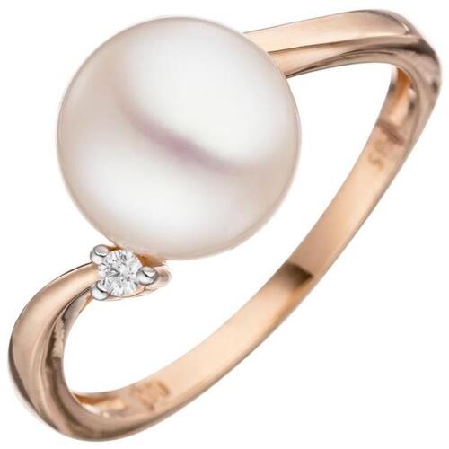 Damen Ring 585 Rotgold 1 Perle 1 Diamant Brillant (Größe: 54) | Ringe  direkt bestellen