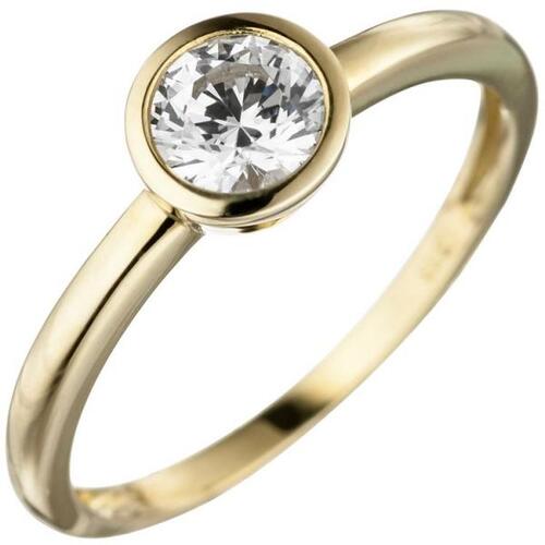 Damen Ring 333 Gelbgold 1 Zirkonia Goldring, 6,5 mm breit (Gr��e: 60)