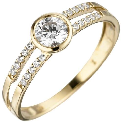 Damen Ring 333 Gelbgold 21 Zirkonia, Goldring (Gr��e: 52)