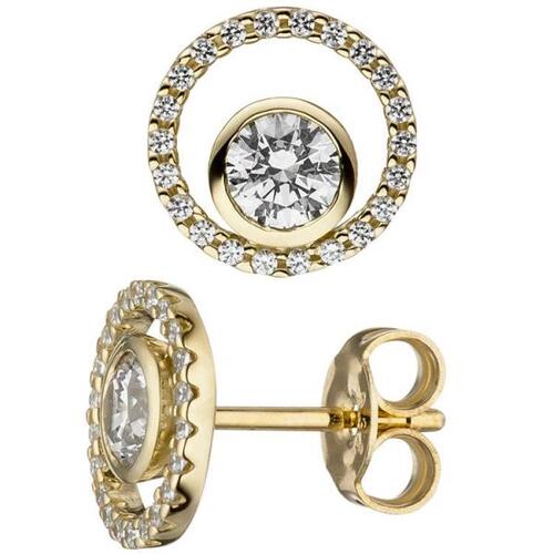 Ohrstecker rund 333 Gold Gelbgold 46 Zirkonia Ohrringe Goldohrringe