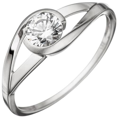 Damen Ring 333 Gold Wei�gold teil matt 1 Zirkonia Wei�goldring (Gr��e: 60)
