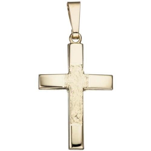 Anh�nger Kreuz 585 Gold Gelbgold geh�mmert Goldkreuz