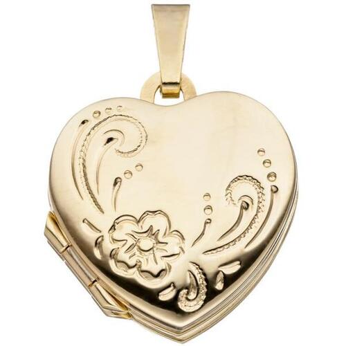 Medaillon Herz f�r 4 Fotos 333 Gold Gelbgold Herzanh�nger Anh�nger zum �ffnen