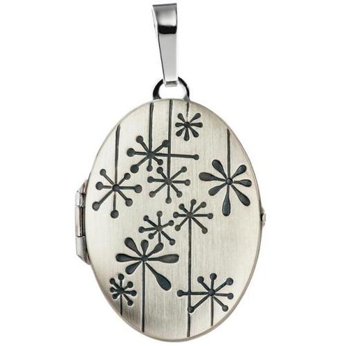 Medaillon oval f�r 2 Fotos 925 Silber matt zum �ffnen