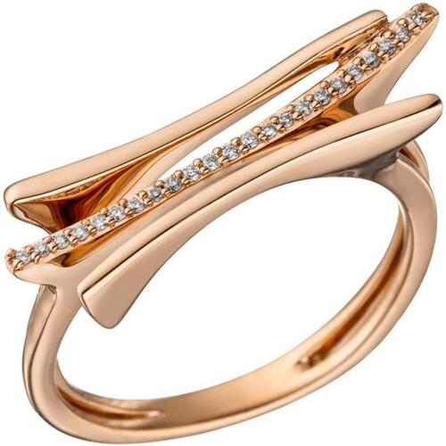 Damen Ring 585 Gold Rotgold 23 Diamanten 0,07ct. (Gr��e: 60)
