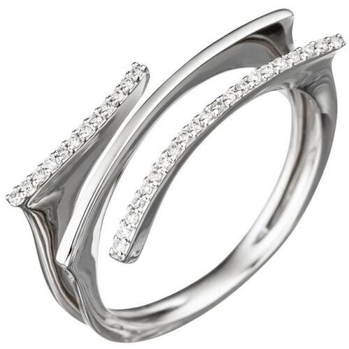 Damen Ring 585 Gold Wei�gold 33 Diamanten Goldring (Gr��e: 52)