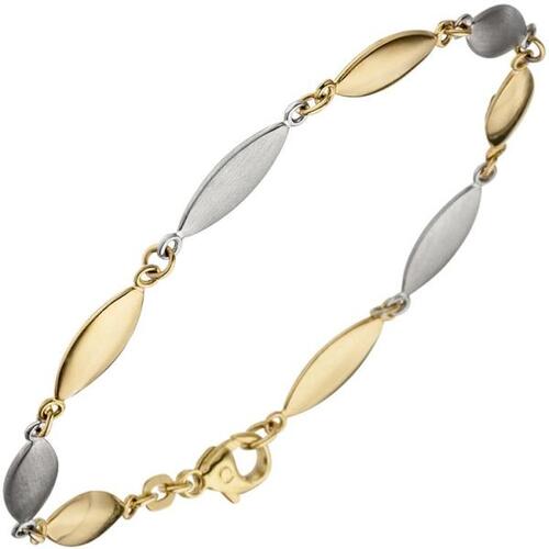 Armband 585 Gold Gelbgold Wei�gold bicolor matt 19,5 cm