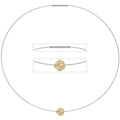 Collier Kette mit Anh�nger Edelstahl mit 585 Gold kombiniert matt 42 cm