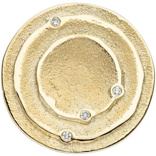 Anh�nger rund 585 Gold Gelbgold matt 4 Diamanten Brillanten 0,04ct.