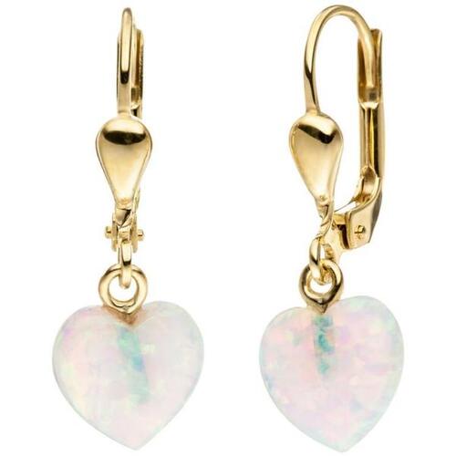 Ohrh�nger Herz 333 Gold Gelbgold 2 Opale Ohrringe Goldohrringe Opalohrringe