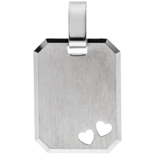 Anh�nger Herz Herzen Gravur Gravurplatte eckig 925 Silber matt