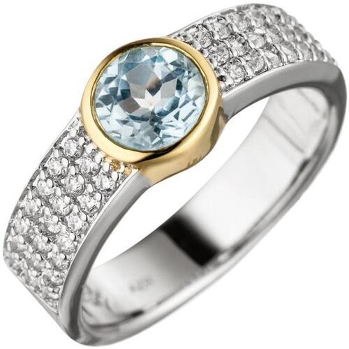 Damen Ring 925 Silber Blautopas blau mit Zirkonia (Gr��e: 54)